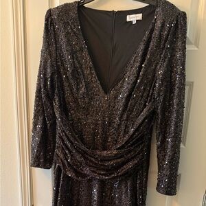 Faeriesty Black Sequin long sleeve Dress. 3XL